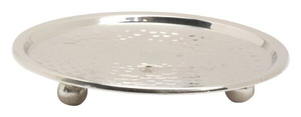 Kerzenteller Messing vernickelt Rund Silber (Glänzend), für Kerzen Ø bis 10 cm