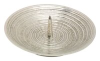 Kerzenteller Messing vernickelt Rund mit großem Kerzendorn Silber (Matt), für Kerzen Ø bis 10 cm