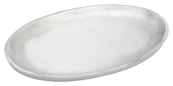 Kerzenteller Aluminium Oval Silber (Matt) 20 x 11 cm