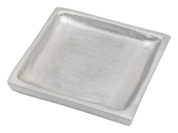 Kerzenteller Aluminium Quadratisch Silber (Matt) 8 x 8 cm