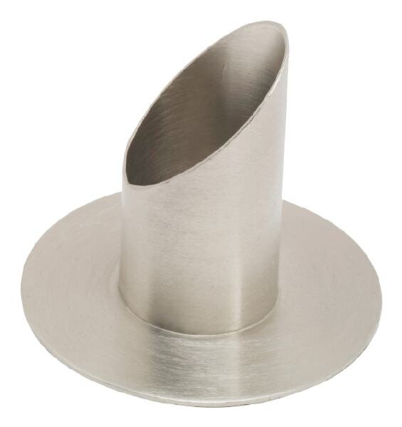 Langkerzenhalter Messing vernickelt Rund Silber (Matt), für Kerzen Ø 3,5 cm