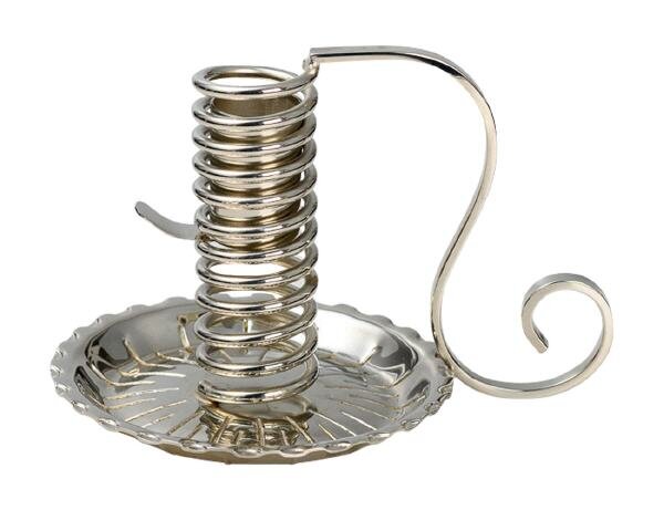 Spiral-Leuchter Messing Silber Höhe 12 cm, für Kerzen Ø 2 - 2,5 cm